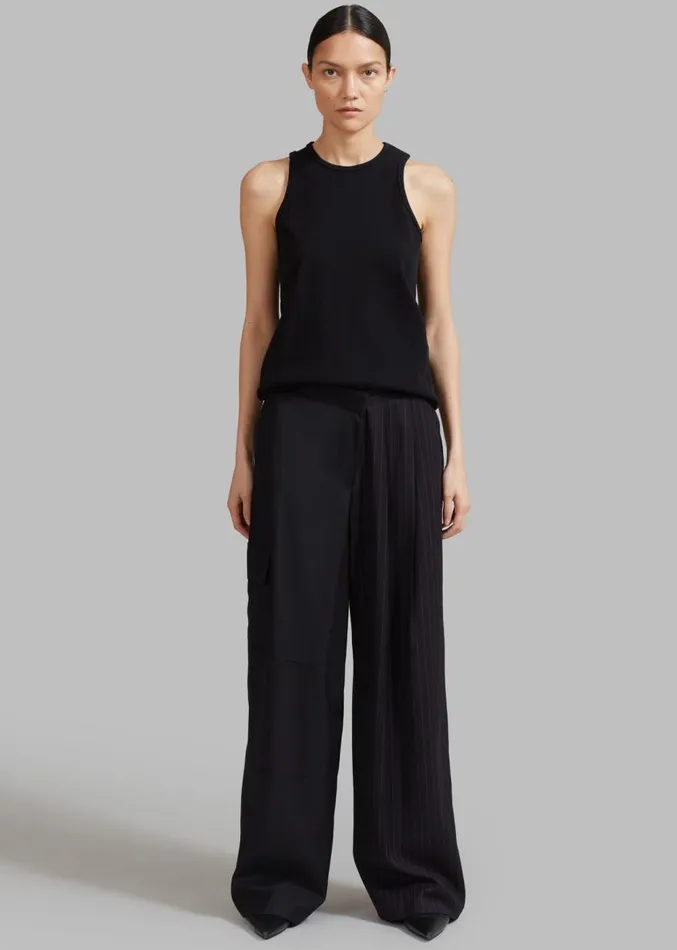 The Frankie Shop Karsyn Contrast Pinstripe Pants 8211 Black Women Clothing