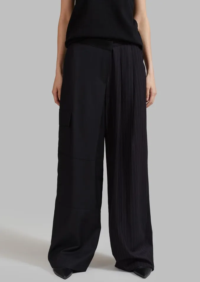 The Frankie Shop Karsyn Contrast Pinstripe Pants 8211 Black Women Clothing