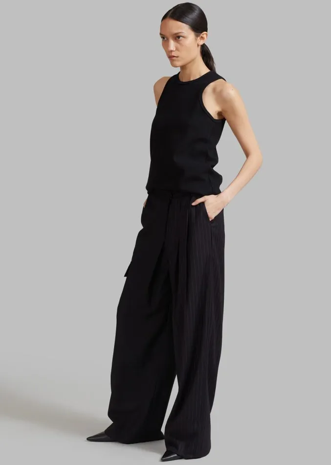 The Frankie Shop Karsyn Contrast Pinstripe Pants 8211 Black Women Clothing