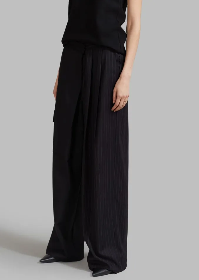 The Frankie Shop Karsyn Contrast Pinstripe Pants 8211 Black Women Clothing