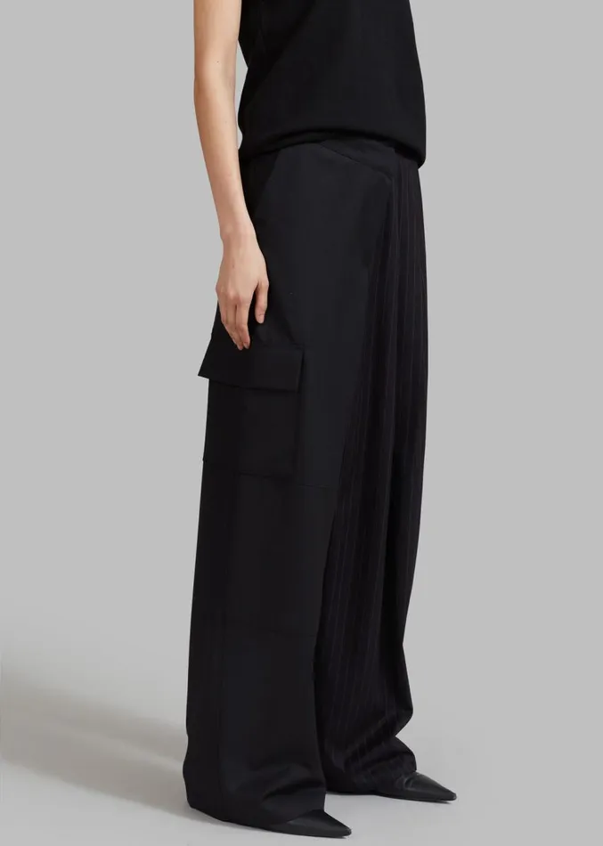 The Frankie Shop Karsyn Contrast Pinstripe Pants 8211 Black Women Clothing
