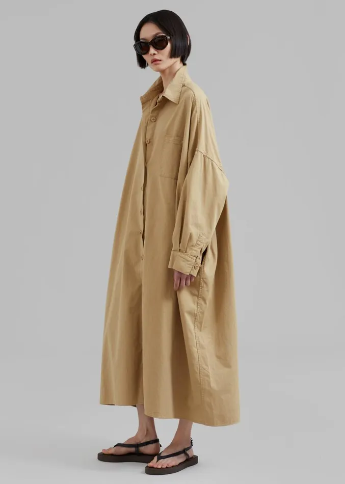 The Frankie Shop Kason Oversized Shirt Dress 8211 Sahara Women Clothing
