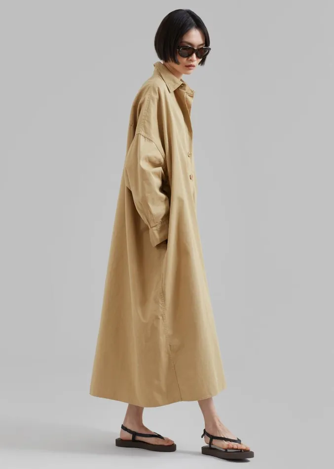 The Frankie Shop Kason Oversized Shirt Dress 8211 Sahara Women Clothing