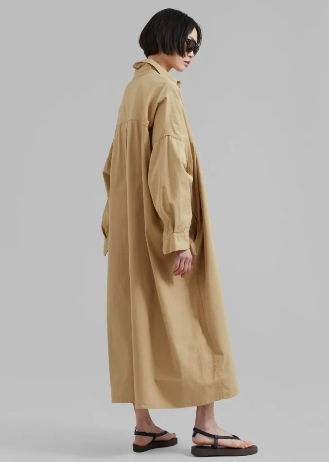 The Frankie Shop Kason Oversized Shirt Dress 8211 Sahara Women Clothing