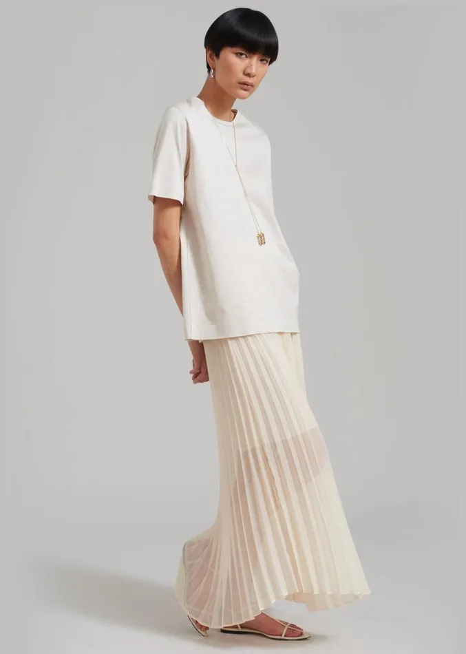 The Frankie Shop Kaya Pleated Maxi Skirt 8211 Beige Women Clothing