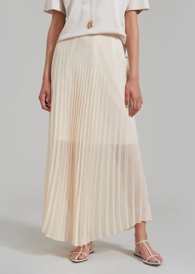The Frankie Shop Kaya Pleated Maxi Skirt 8211 Beige Women Clothing