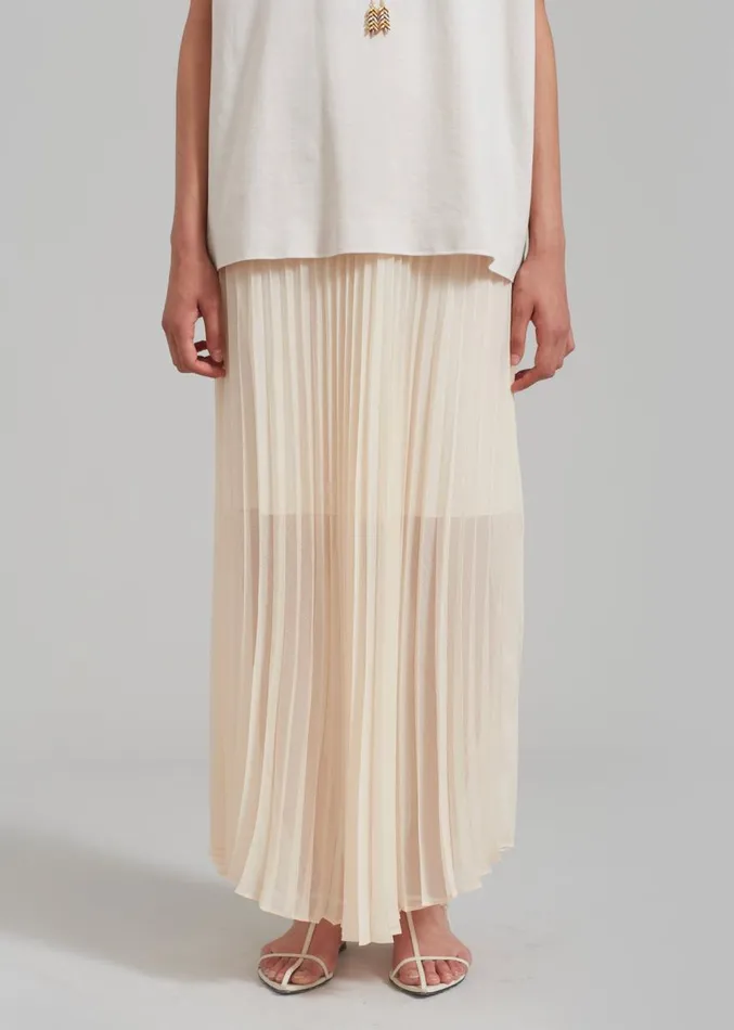 The Frankie Shop Kaya Pleated Maxi Skirt 8211 Beige Women Clothing