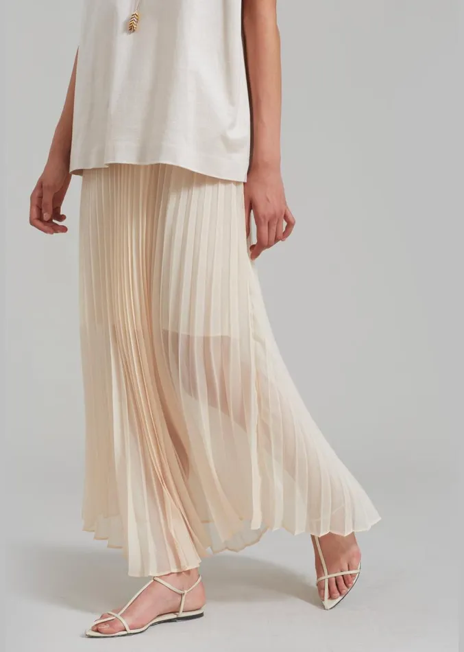 The Frankie Shop Kaya Pleated Maxi Skirt 8211 Beige Women Clothing