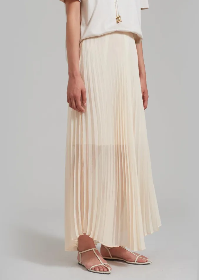 The Frankie Shop Kaya Pleated Maxi Skirt 8211 Beige Women Clothing