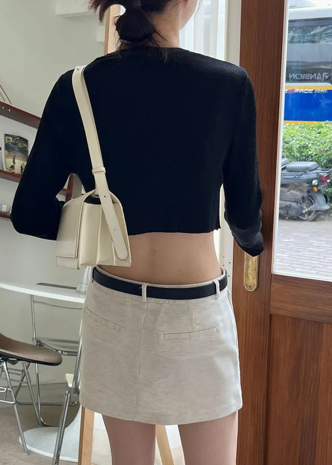 The Frankie Shop Kaz Cropped Knit Top 8211 Black Women Tops