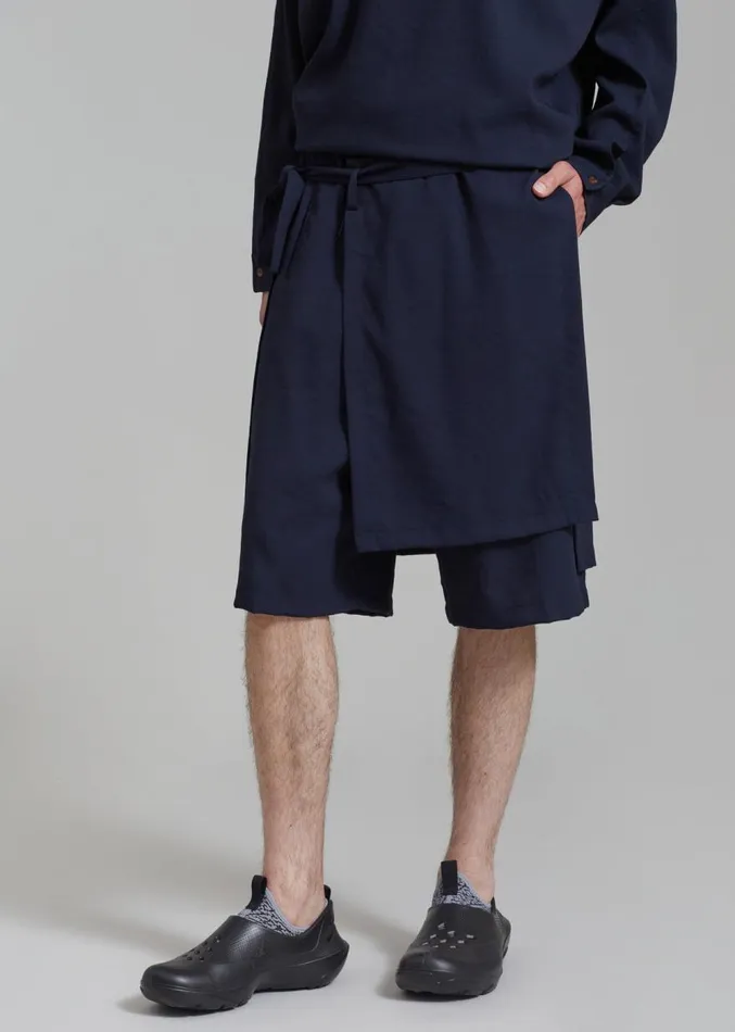 The Frankie Shop Keanu Light Wrap Shorts 8211 Blue Men Bottoms