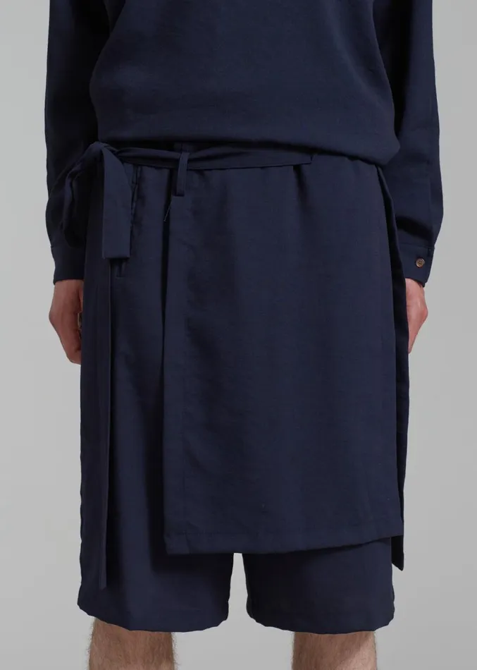 The Frankie Shop Keanu Light Wrap Shorts 8211 Blue Men Bottoms