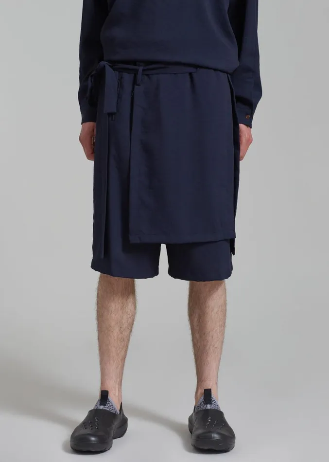 The Frankie Shop Keanu Light Wrap Shorts 8211 Blue Men Bottoms