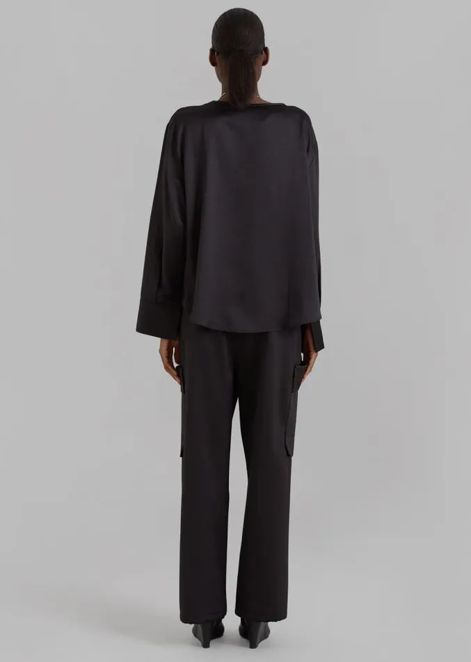 The Frankie Shop Kemp Silky Cargo Pants 8211 Black Women Bottoms