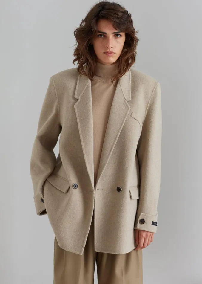 The Frankie Shop Kian Wool Blazer 8211 Beige Women Clothing
