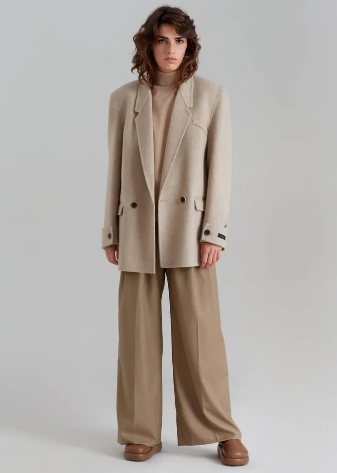 The Frankie Shop Kian Wool Blazer 8211 Beige Women Clothing