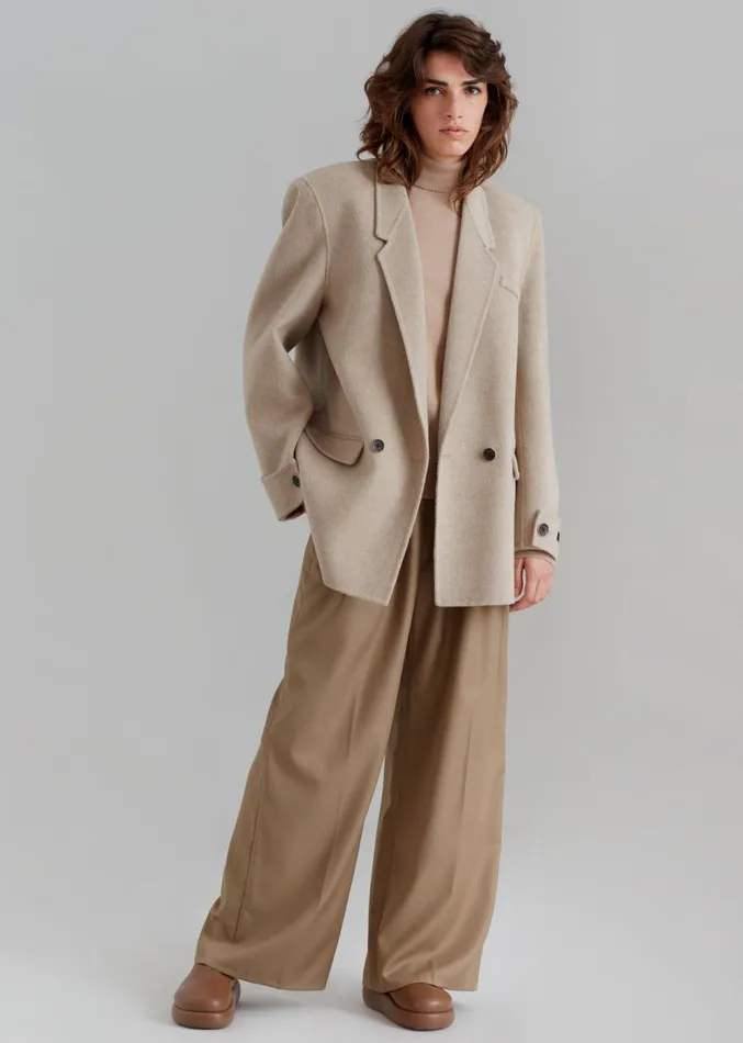The Frankie Shop Kian Wool Blazer 8211 Beige Women Clothing