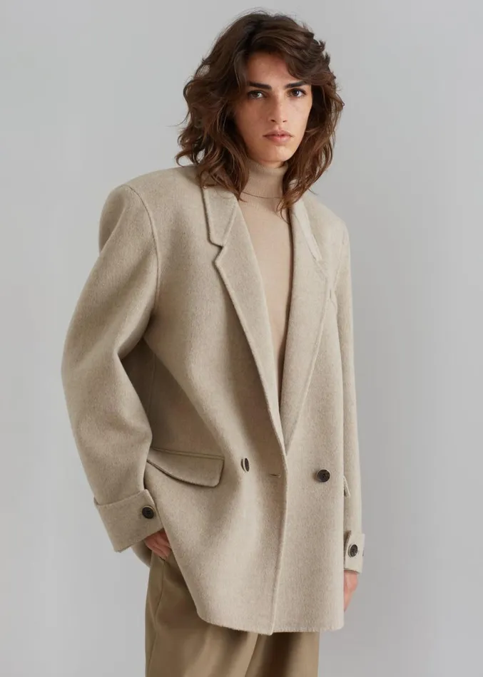 The Frankie Shop Kian Wool Blazer 8211 Beige Women Clothing