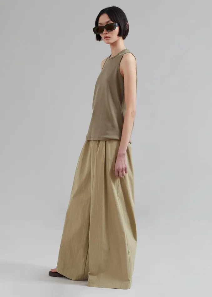 The Frankie Shop Kiel Wide Pants 8211 Pale Khaki Women Clothing
