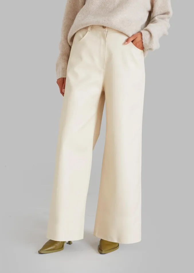 The Frankie Shop Kira Wide Pants 8211 Beige Women Clothing