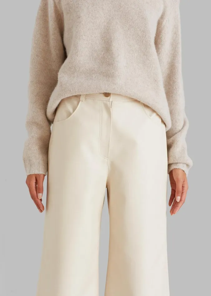 The Frankie Shop Kira Wide Pants 8211 Beige Women Clothing