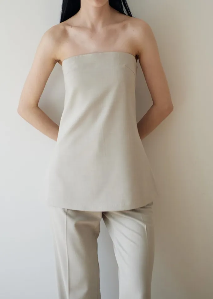 The Frankie Shop Kit Strapless Top 8211 Beige Women Clothing