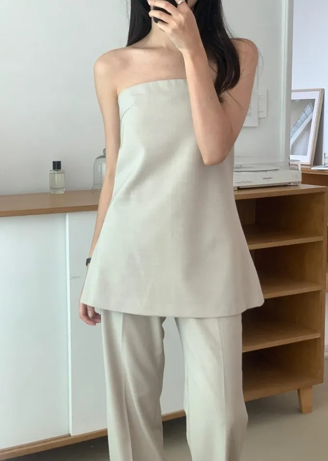 The Frankie Shop Kit Strapless Top 8211 Beige Women Clothing