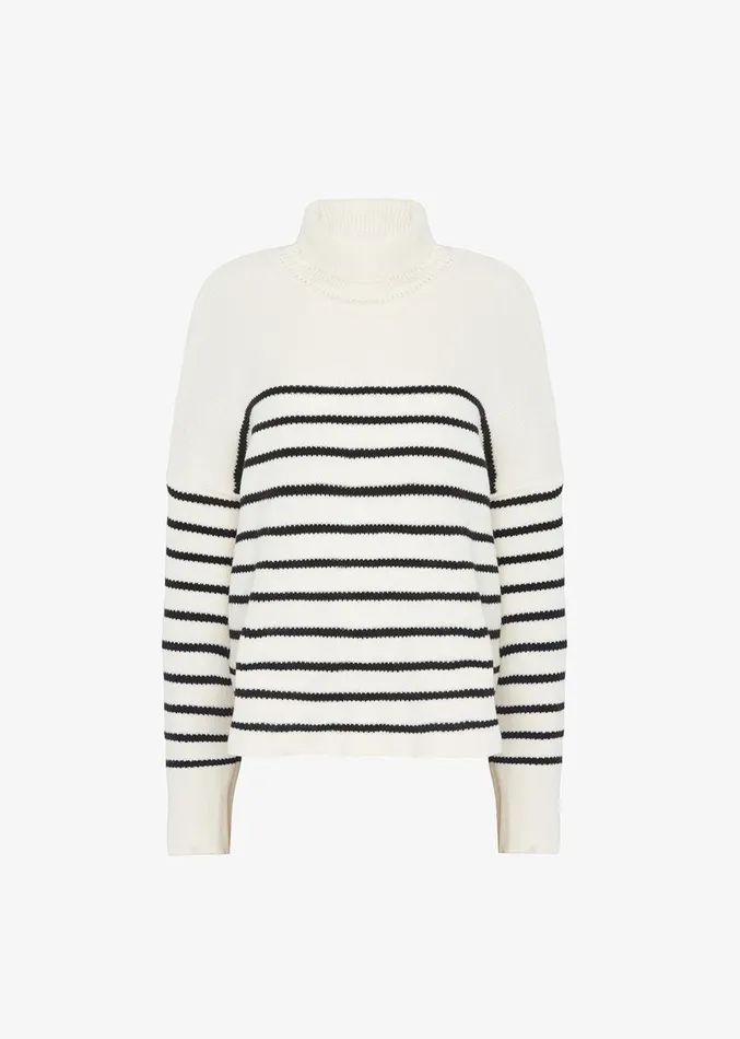 The Frankie Shop Kyo Turtleneck Sweater 8211 Black Stripe Women Knitwear