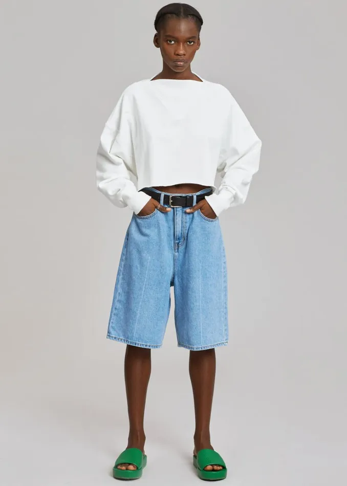 The Frankie Shop Kyra Denim Short 8211 Worn Wash Women Clothing