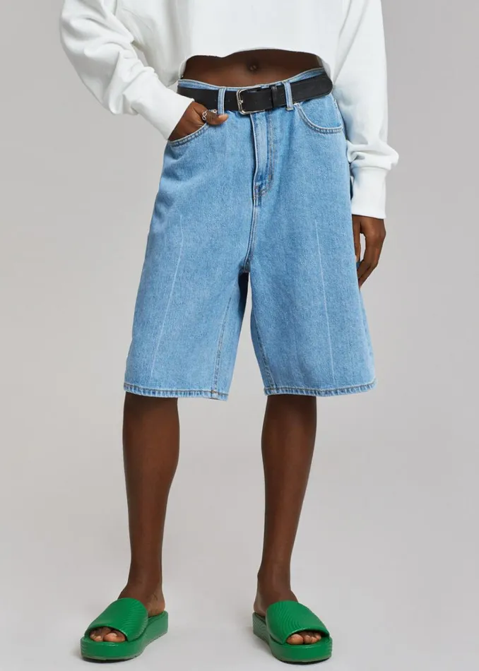 The Frankie Shop Kyra Denim Short 8211 Worn Wash Women Clothing