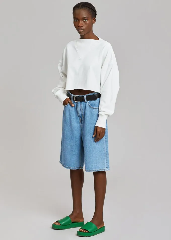 The Frankie Shop Kyra Denim Short 8211 Worn Wash Women Clothing