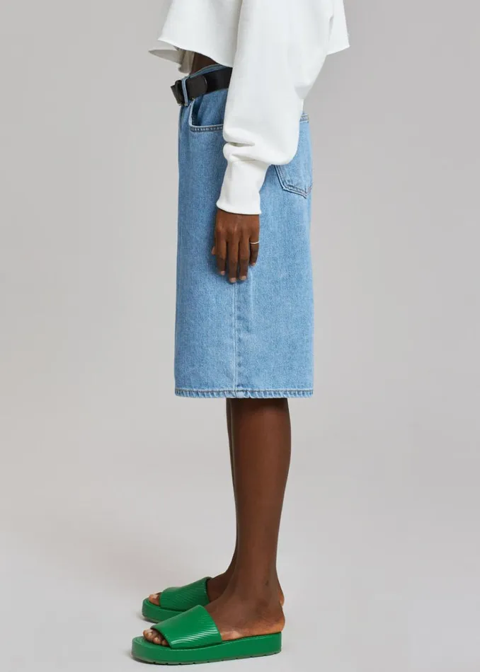 The Frankie Shop Kyra Denim Short 8211 Worn Wash Women Clothing