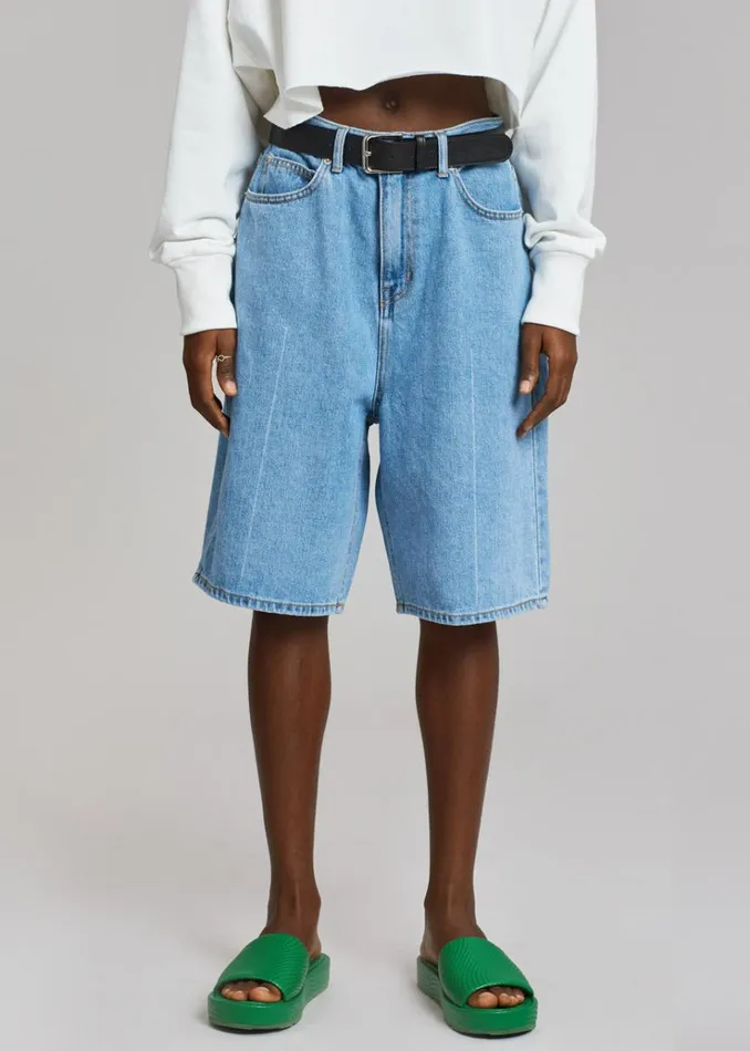 The Frankie Shop Kyra Denim Short 8211 Worn Wash Women Clothing