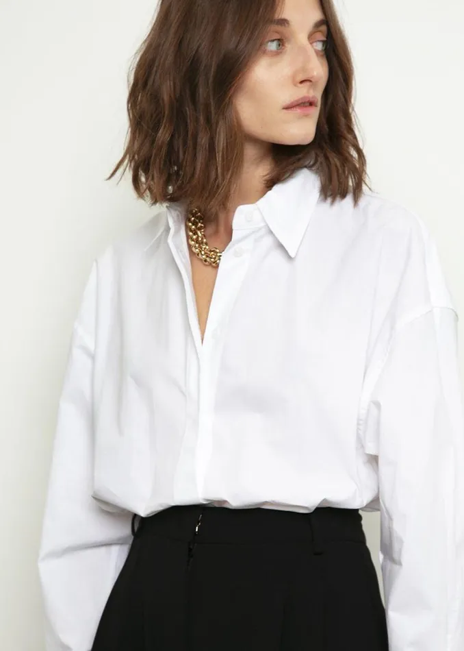 The Frankie Shop Lakely Oversized Button Down Shirt 8211 White Women Tops