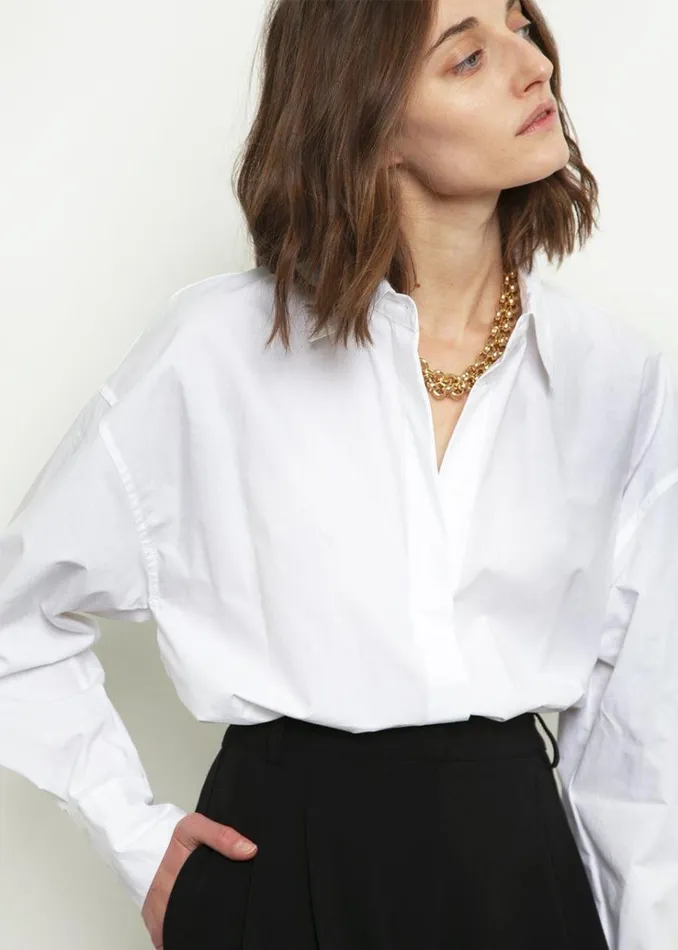 The Frankie Shop Lakely Oversized Button Down Shirt 8211 White Women Tops