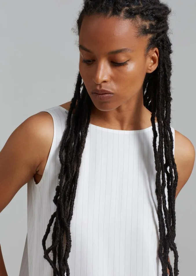 The Frankie Shop Laurel Sleeveless Maxi Dress 8211 White Pinstripe Women Dresses