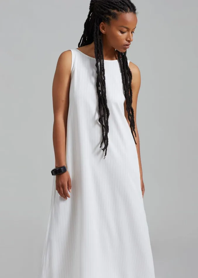 The Frankie Shop Laurel Sleeveless Maxi Dress 8211 White Pinstripe Women Dresses