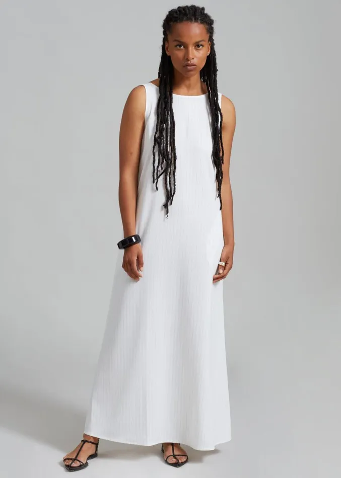 The Frankie Shop Laurel Sleeveless Maxi Dress 8211 White Pinstripe Women Dresses