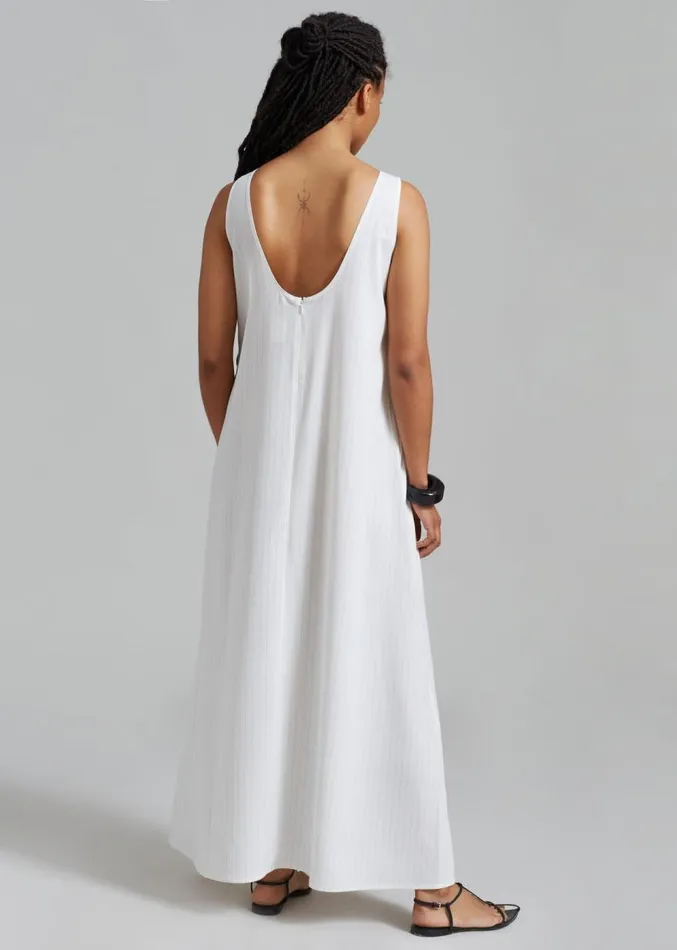 The Frankie Shop Laurel Sleeveless Maxi Dress 8211 White Pinstripe Women Dresses