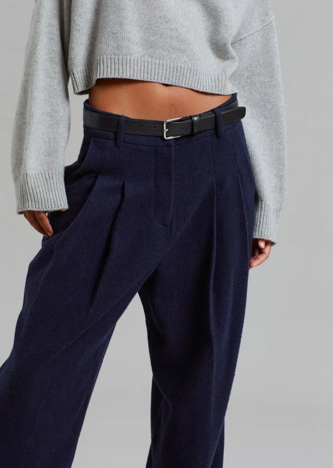 The Frankie Shop Layton Wool Suit Pants 8211 Navy Women Clothing