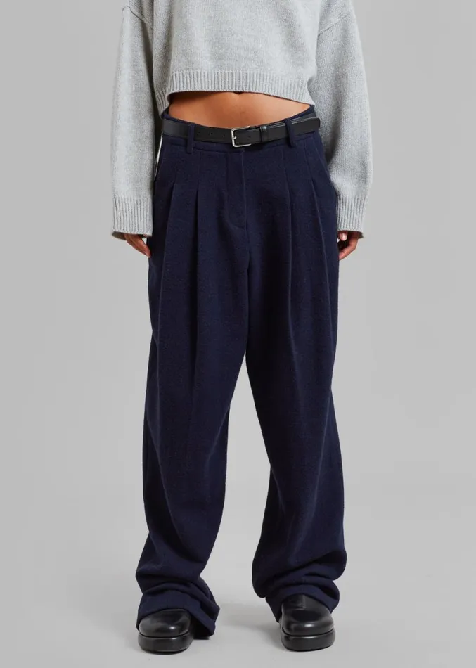 The Frankie Shop Layton Wool Suit Pants 8211 Navy Women Clothing