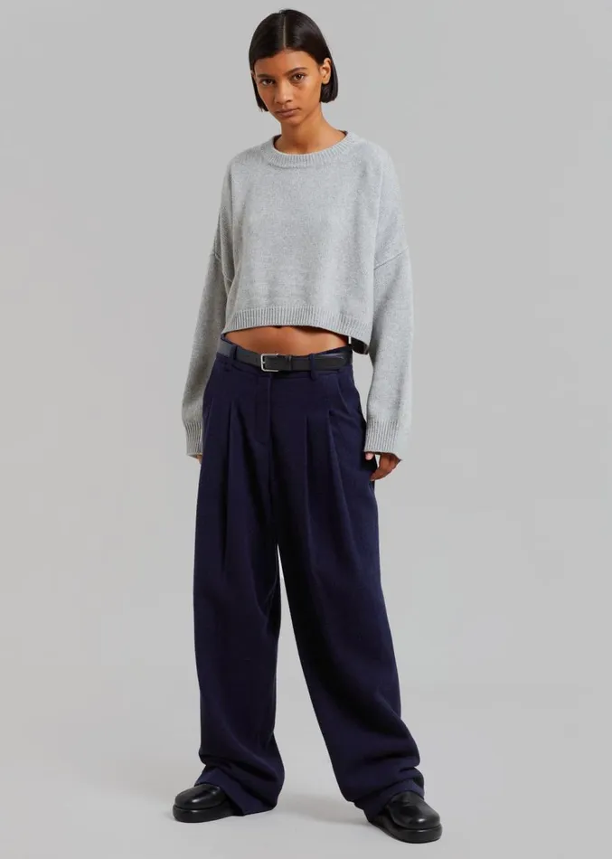 The Frankie Shop Layton Wool Suit Pants 8211 Navy Women Clothing