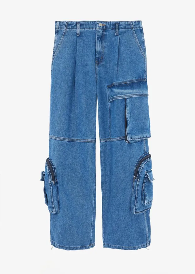 The Frankie Shop Lenny Cargo Jeans 8211 Blue Denim Women Denim
