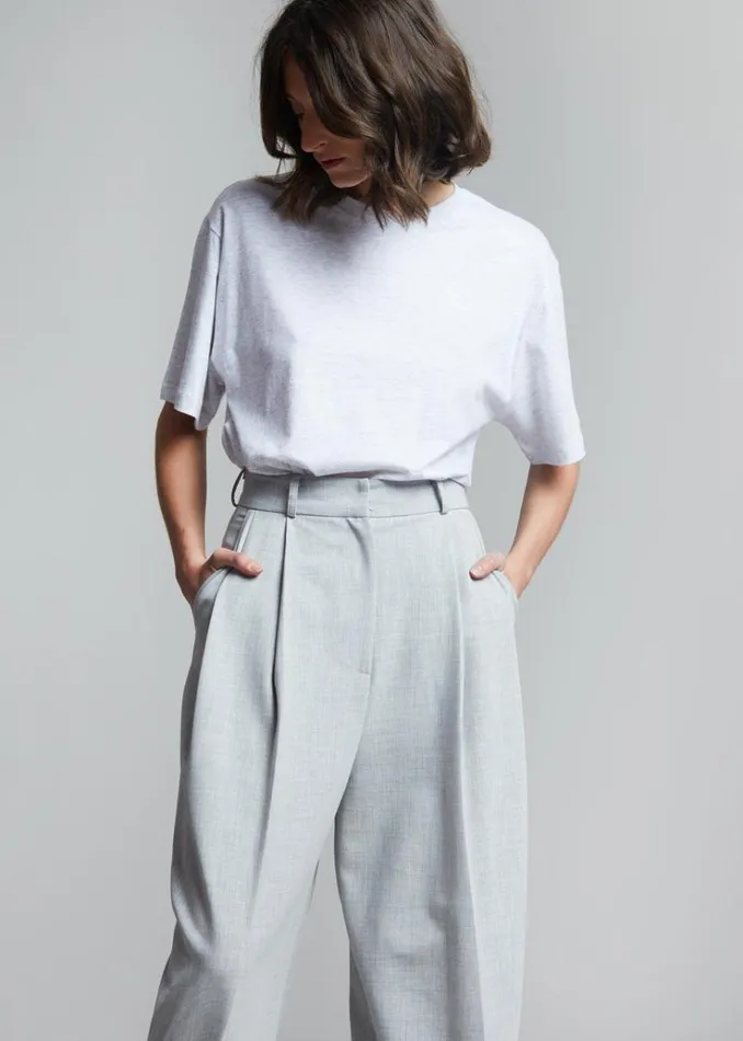The Frankie Shop Lilou Simple Tee 8211 Light Grey Melange Women Tops