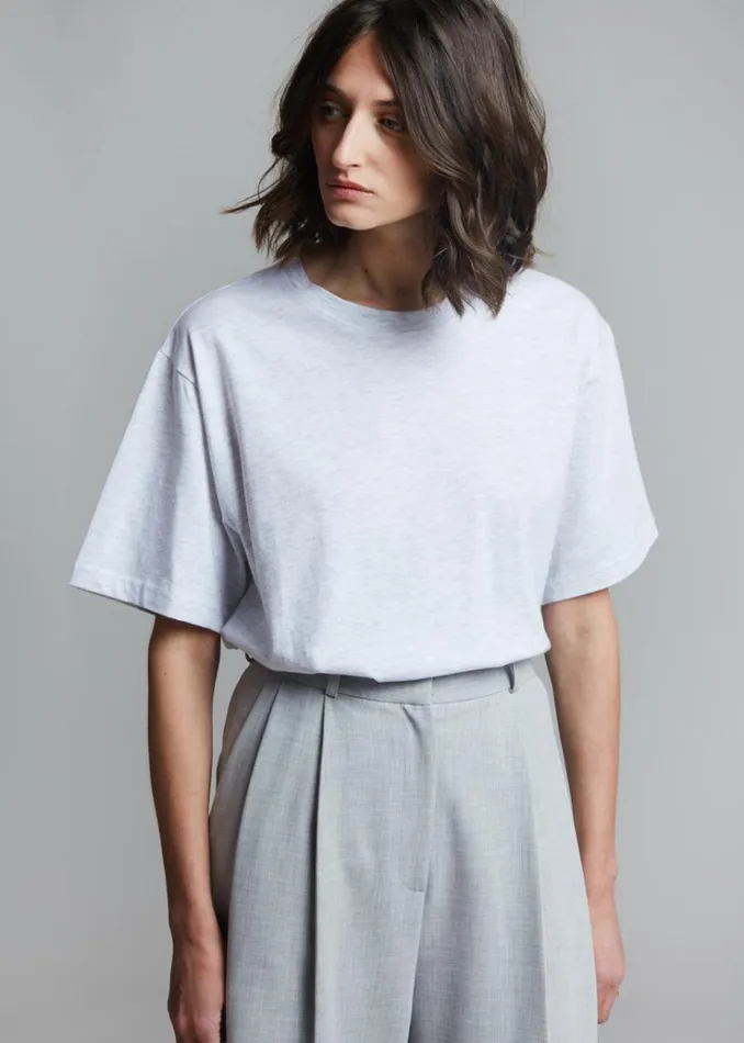 The Frankie Shop Lilou Simple Tee 8211 Light Grey Melange Women Tops