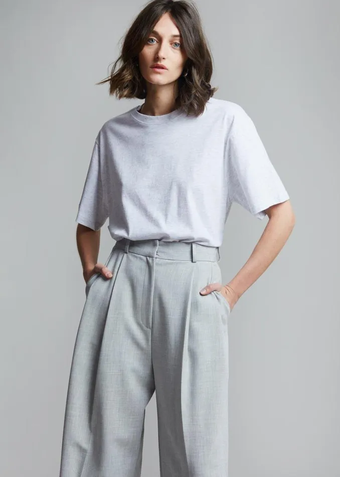 The Frankie Shop Lilou Simple Tee 8211 Light Grey Melange Women Tops