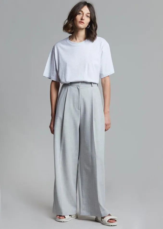 The Frankie Shop Lilou Simple Tee 8211 Light Grey Melange Women Tops
