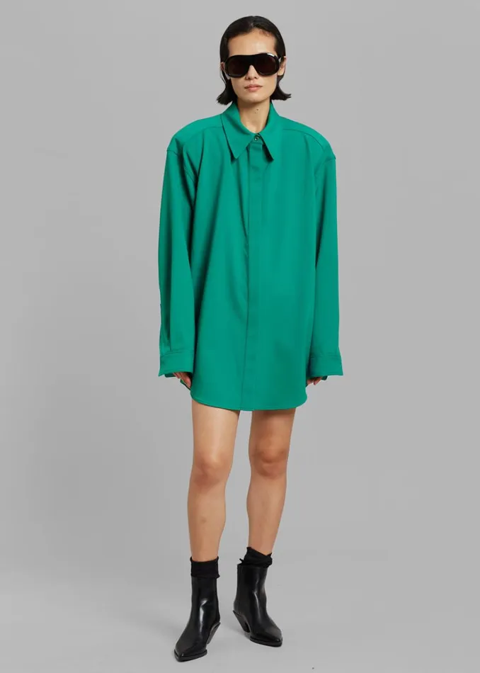 The Frankie Shop Lio Detachable Padded Shoulder Shirt 8211 Kelly Green Women Tops