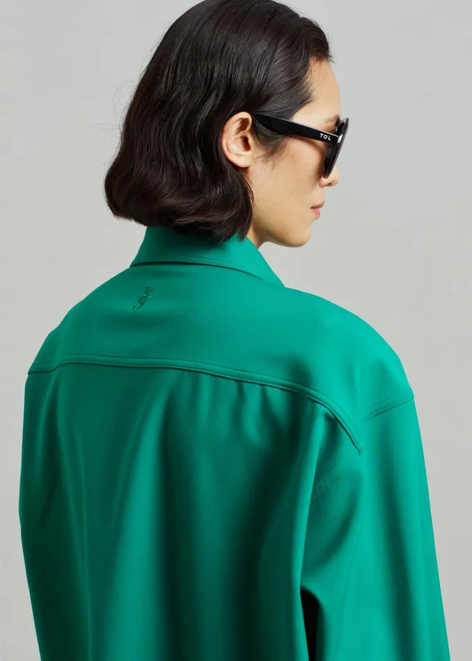 The Frankie Shop Lio Detachable Padded Shoulder Shirt 8211 Kelly Green Women Tops