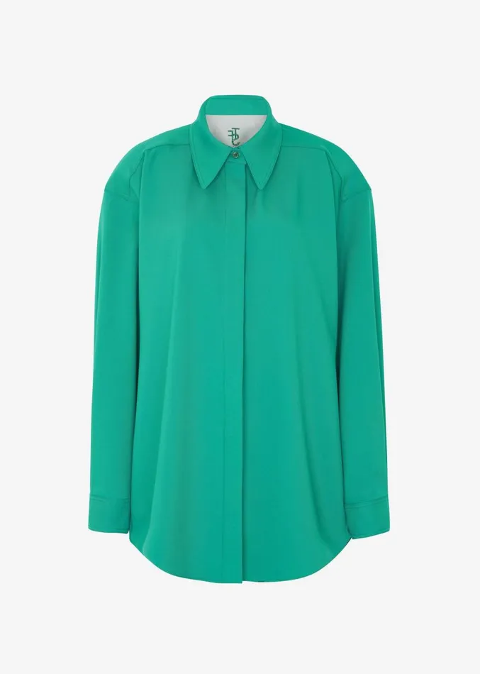 The Frankie Shop Lio Detachable Padded Shoulder Shirt 8211 Kelly Green Women Tops